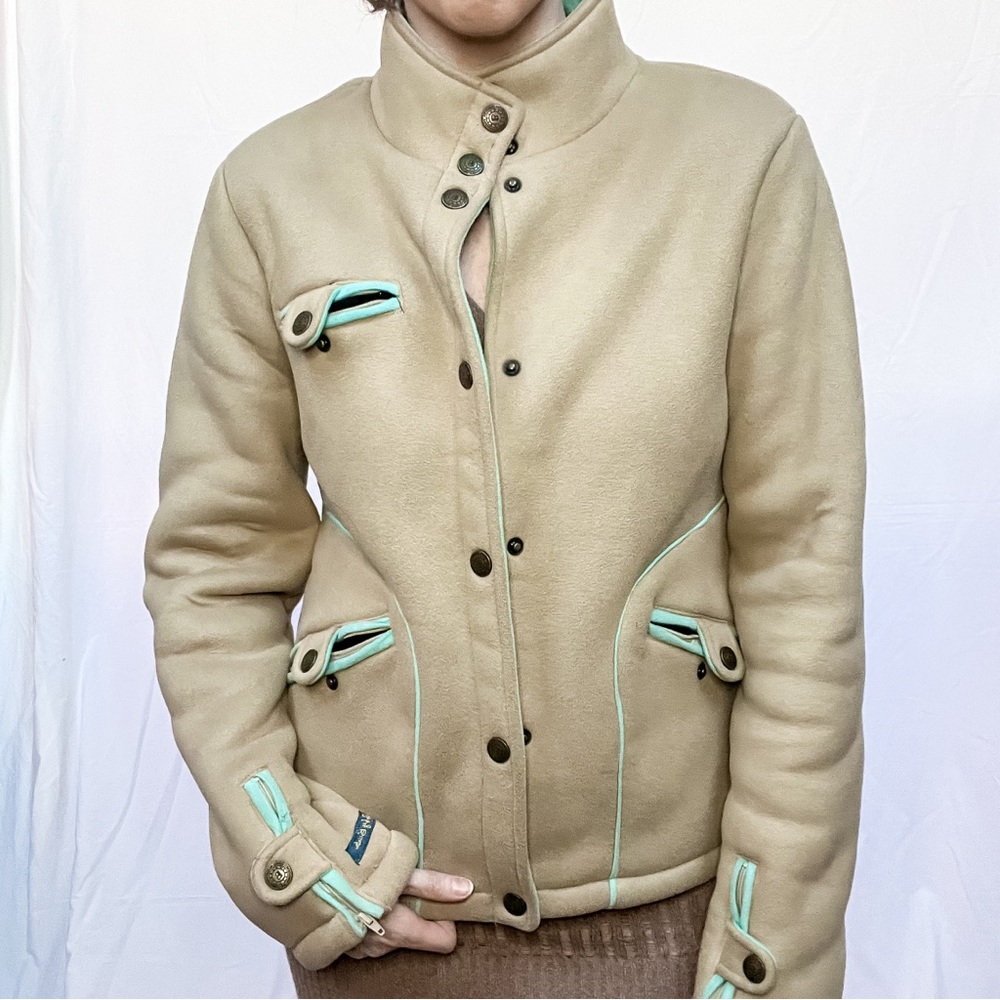 Tan and blue burton jacket